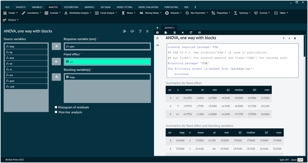 ANOVA, one way with blocks