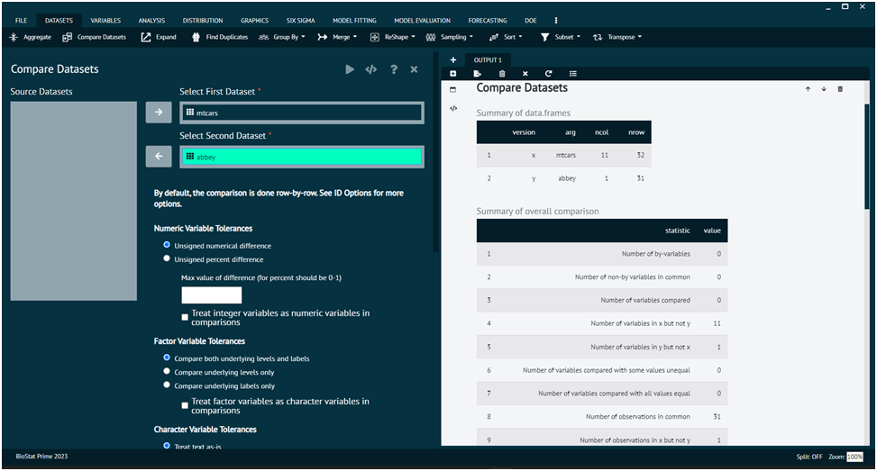 Compare Dataset Compare Dataset
