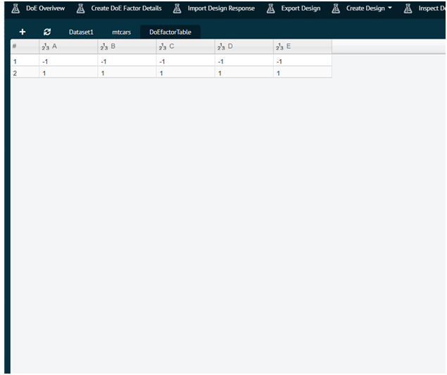 Create DoE Factor Create DoE Factor