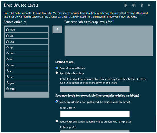 Drop used levels Drop used levels