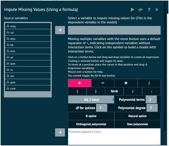 Impute Missing Values using a formula Impute Missing Values using a formula