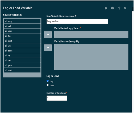 Lag or Lead Variable Lag or Lead Variable