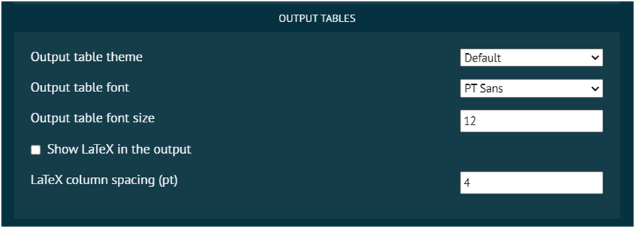 OUTPUT TABLES OUTPUT TABLES