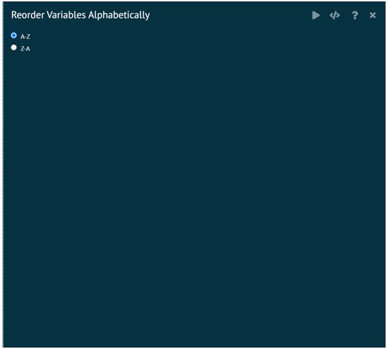 Reorder Variables Reorder Variables