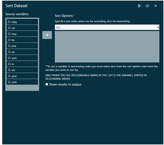 Sort Dataset Sort Dataset